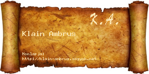 Klain Ambrus névjegykártya