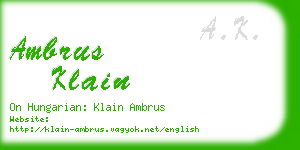 ambrus klain business card